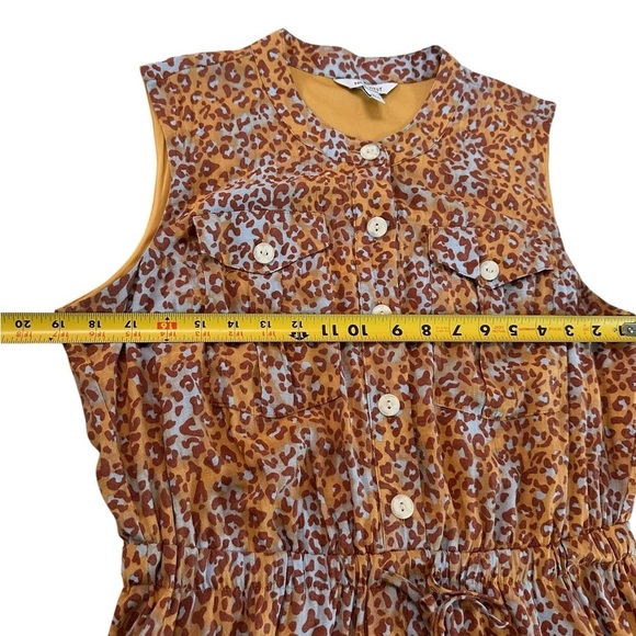 Nine West A-Line Shirt Dress Animal Print Sleeveless Chest Pocket Tie Waist Sz L - Picture 9 of 16